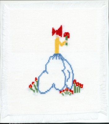 Dame aux fleurs pour une carte de correspondance