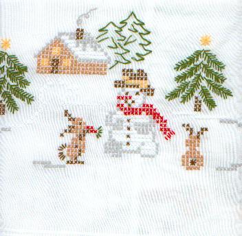 Un napperon aux bonhommes de neige