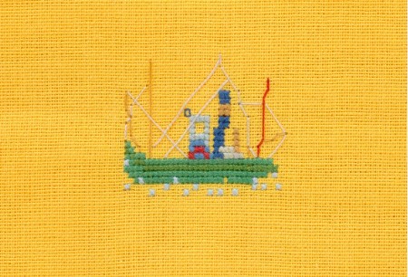 Serviette &eacute;t&eacute;: un bateau de p&ecirc;che