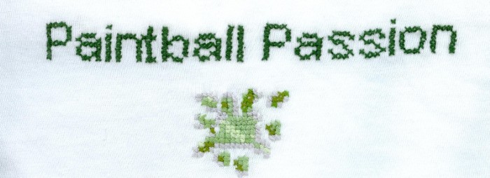 Paintball Passion et une tache verte pour le dos du tee-shirt